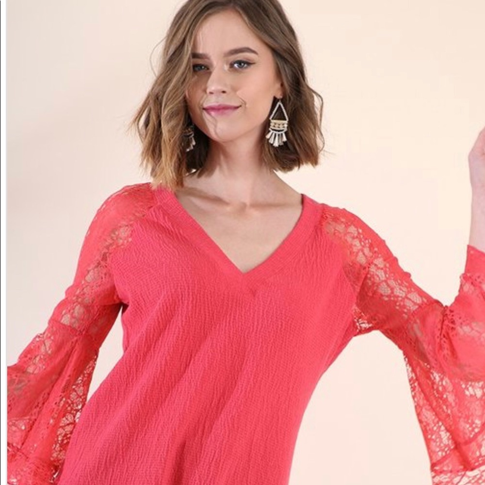 Sheer long wide sleeved top.